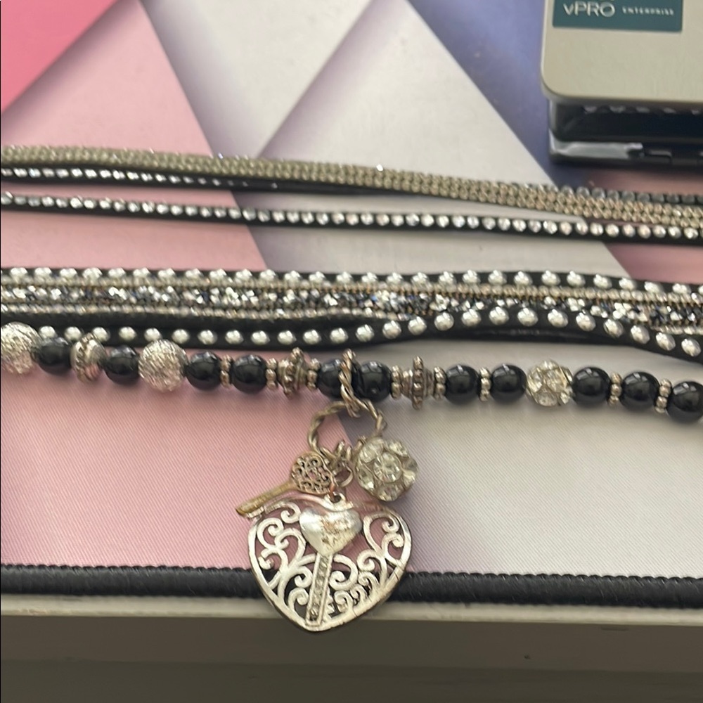 Boot charm/bling. Elegant Black and Silver Heart book charms